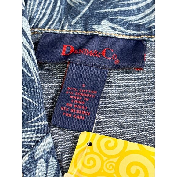 Denim & Co. Women’s Small Leaf Print Shirt Jacket Button Up Vintage New - Picture 2 of 8